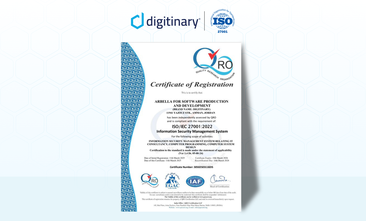 Digitinary Achieves ISO 27001 Certification, Reinforcing Security First Culture